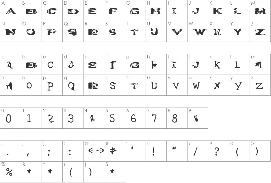 Mmmprecion font character map preview