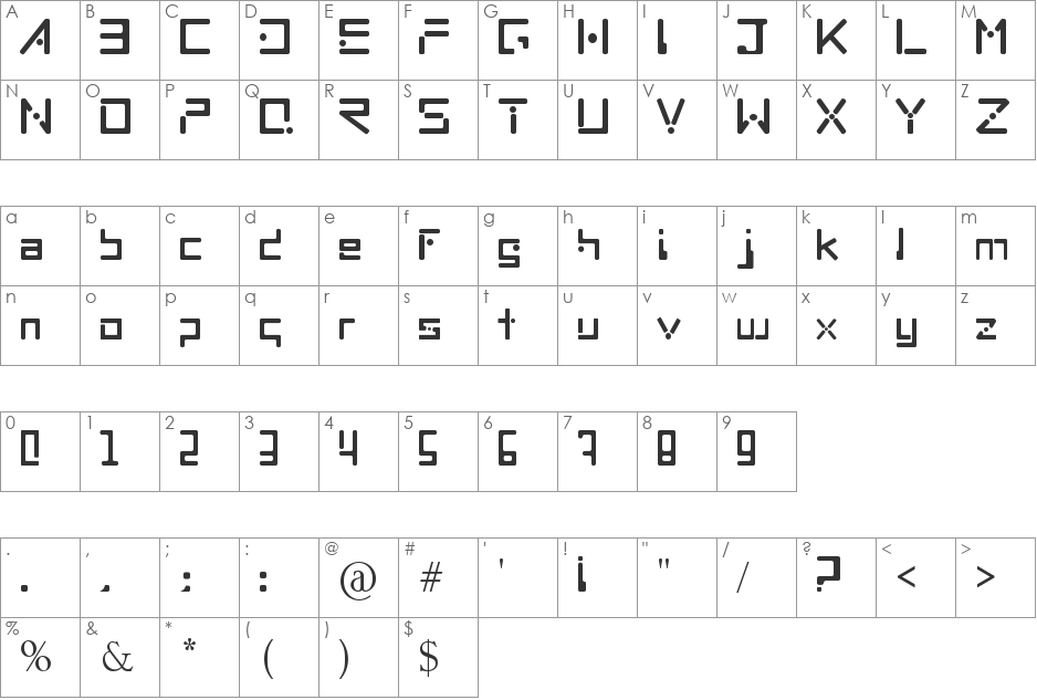 MNML font character map preview