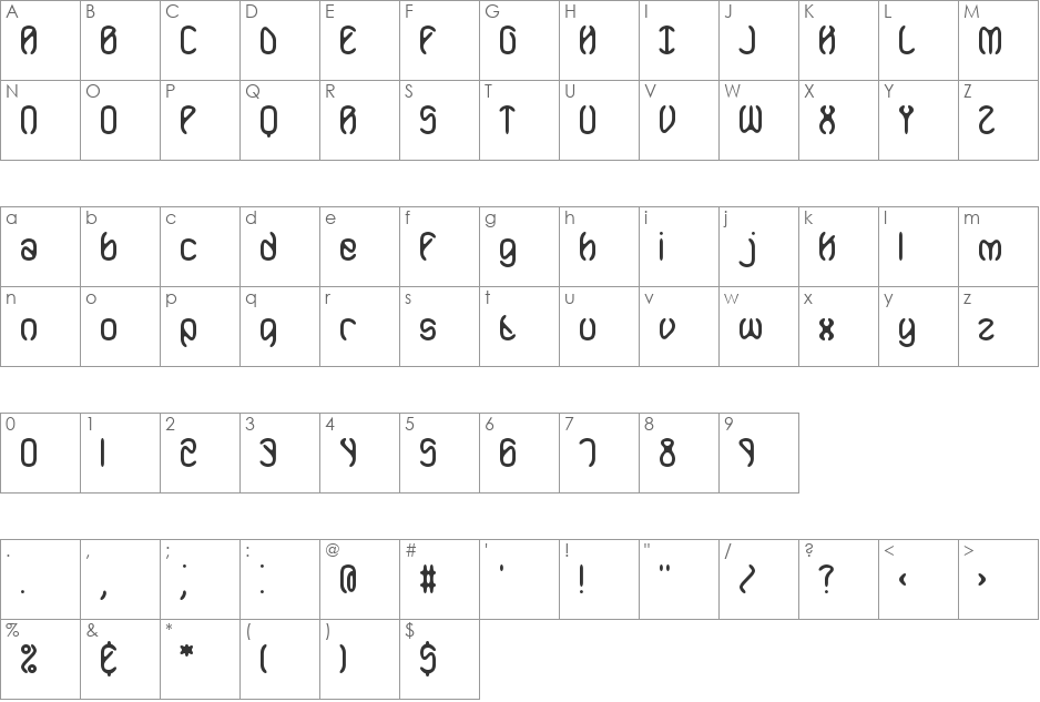 Mobilize BRK font character map preview