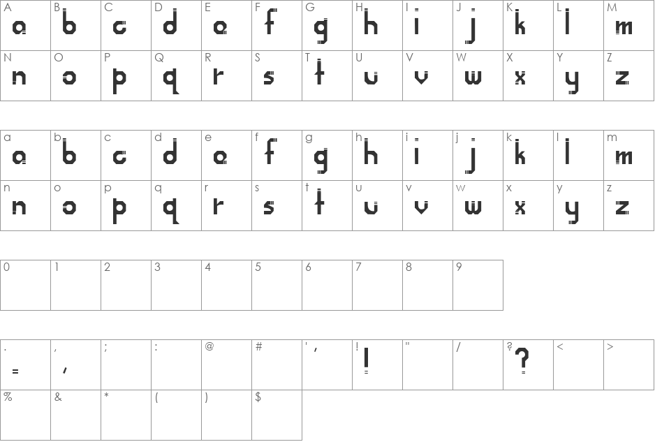 Mobio font character map preview