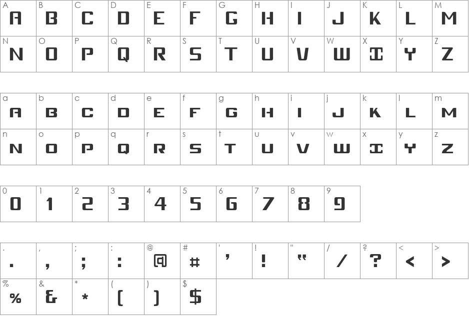 Mobitale Versalete font character map preview