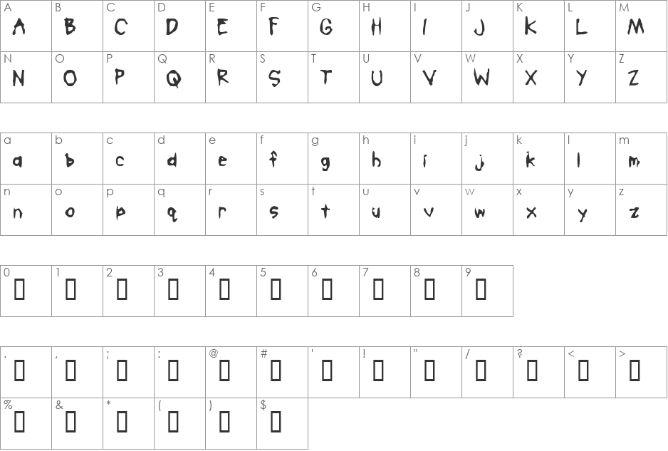 Mobster font character map preview