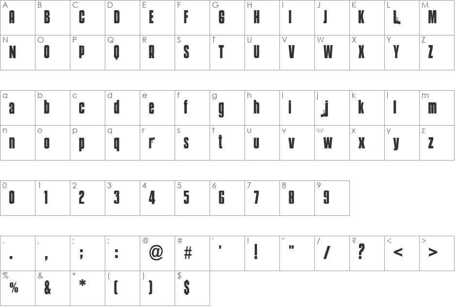 Mobsters font character map preview