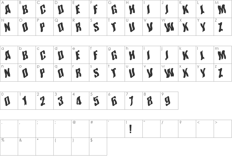 Moby Dick font character map preview