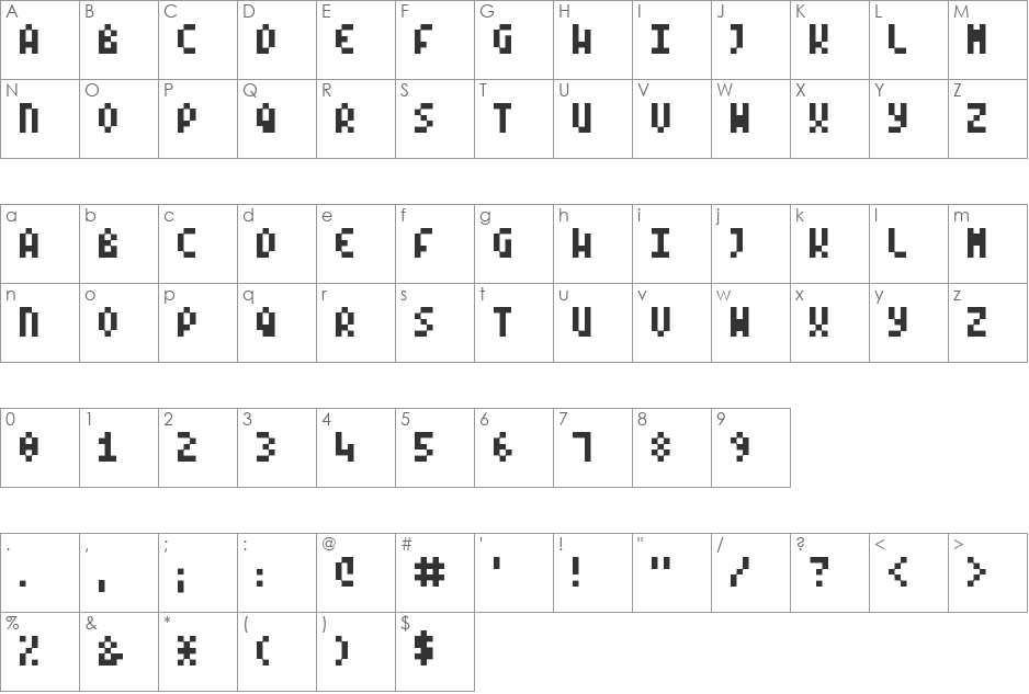 Mode X font character map preview