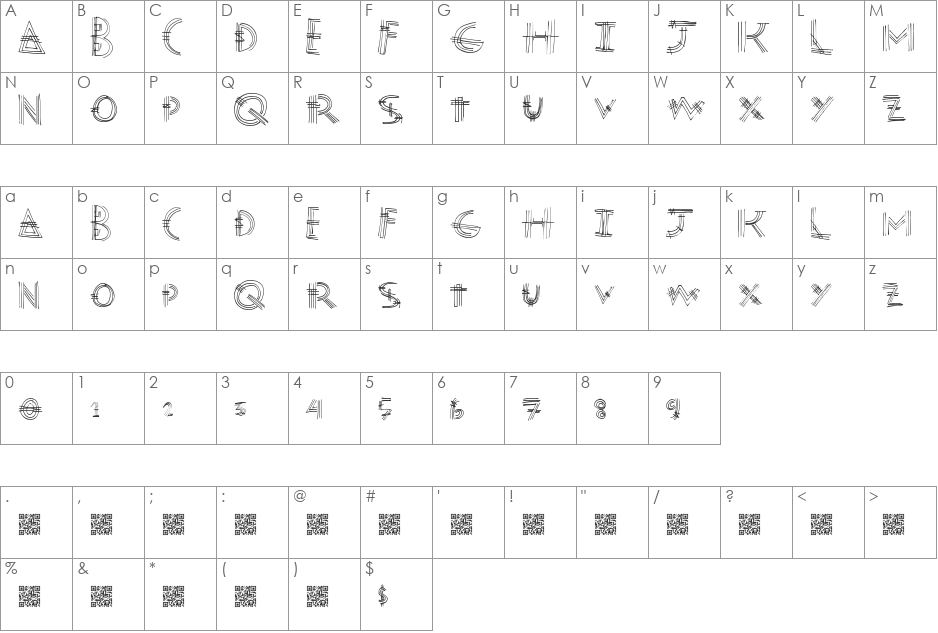 ModenPost font character map preview