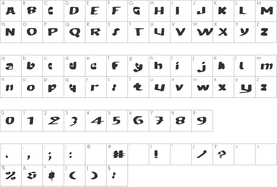 MODERN hand fraktur font character map preview