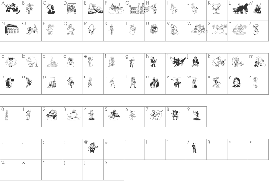 ModernPeace font character map preview