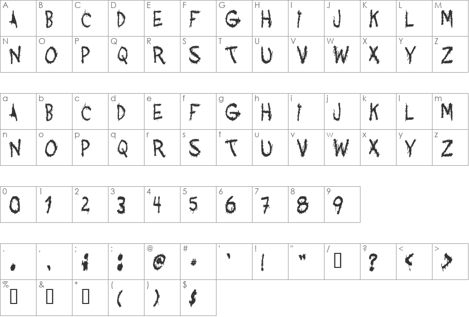 Acquaintance font character map preview