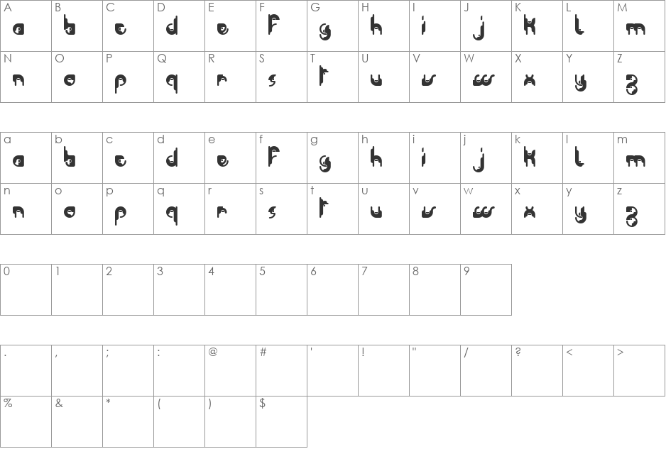 Modular Tkno font character map preview