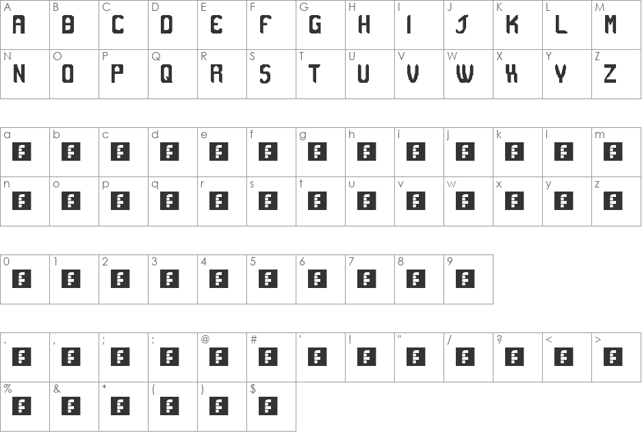 MODulated font character map preview
