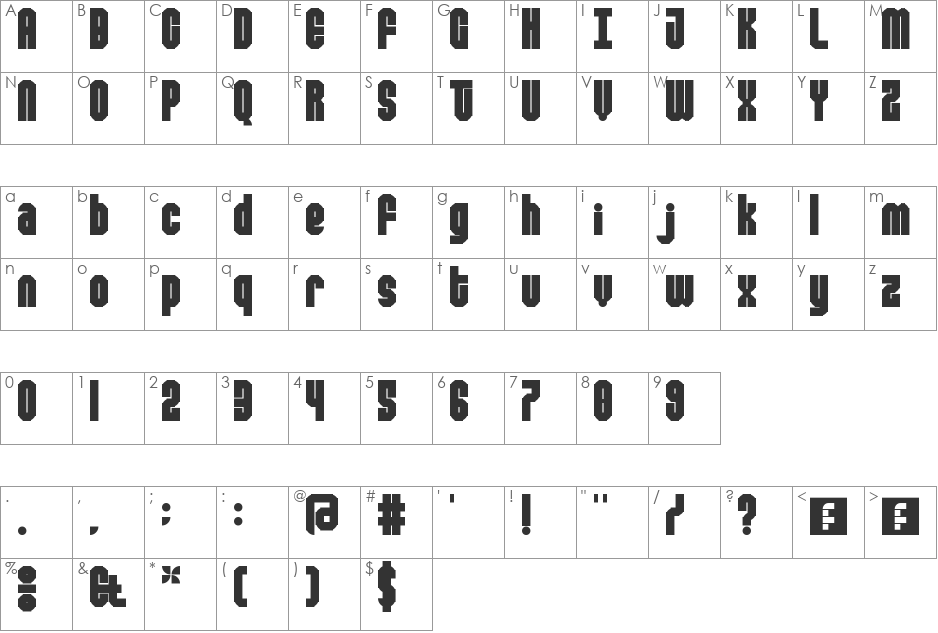 Modulator font character map preview