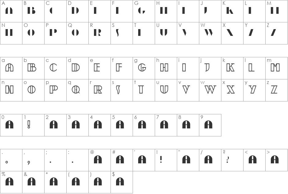 moebius font character map preview