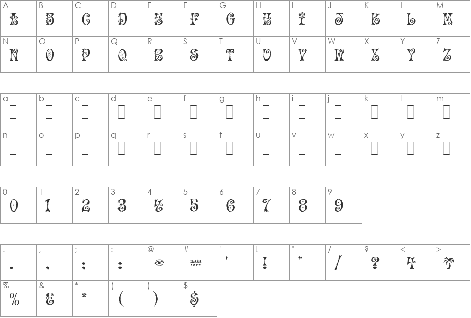 MoFunkyFresh font character map preview