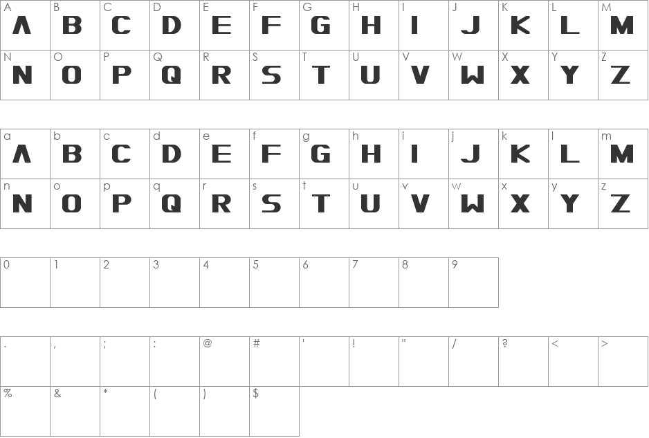 Moiser font character map preview