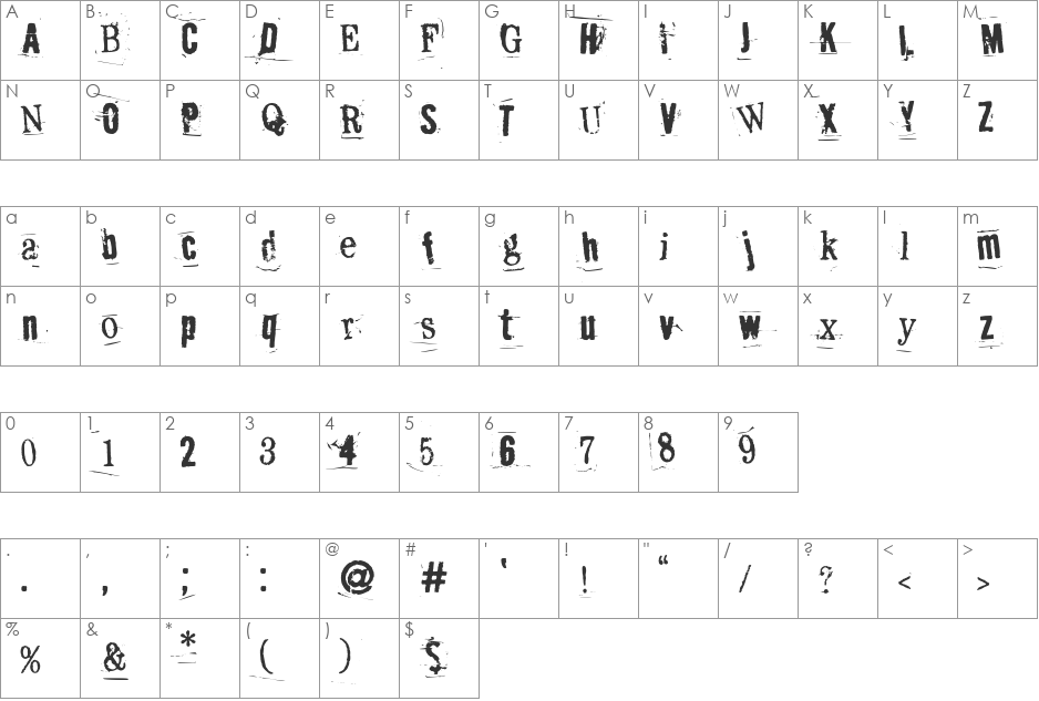 Moksha font character map preview