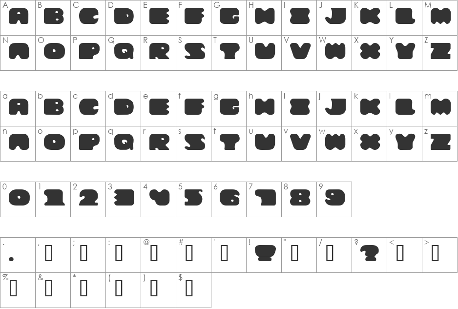 Moma Grape font character map preview