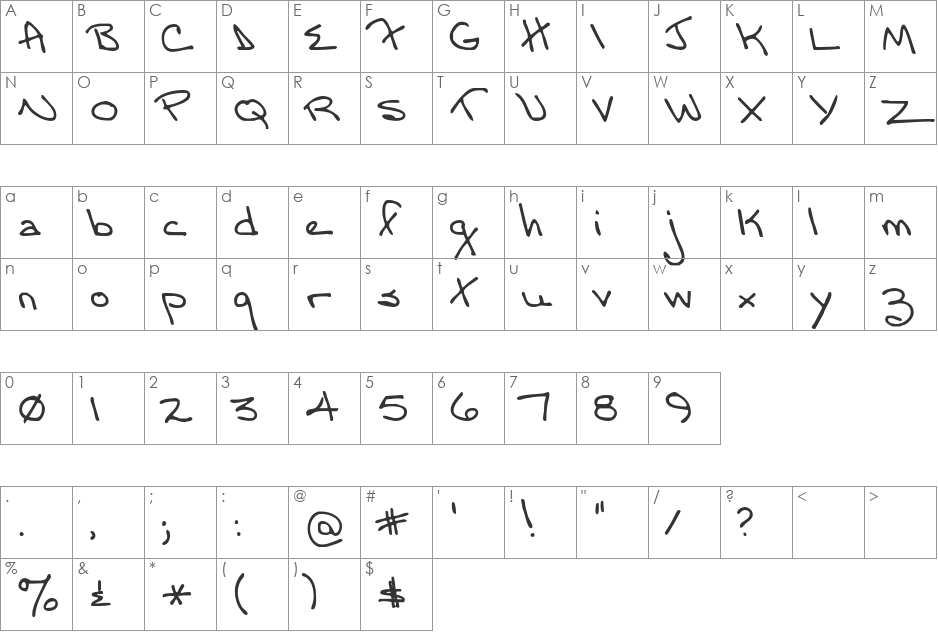 Moms Font YOFF font character map preview