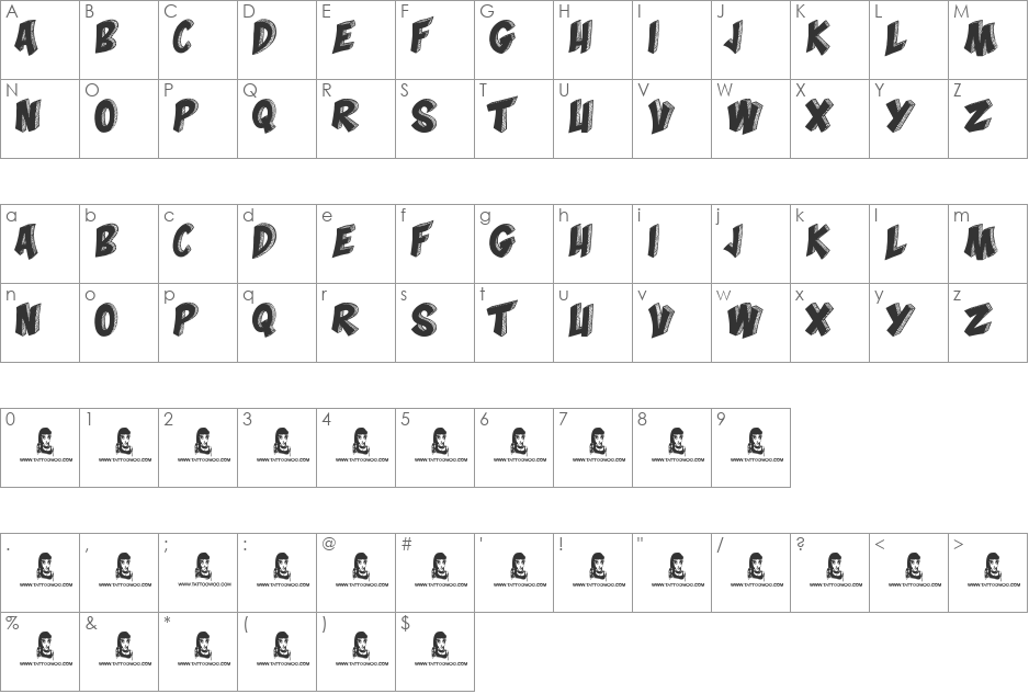 Mona Shark font character map preview