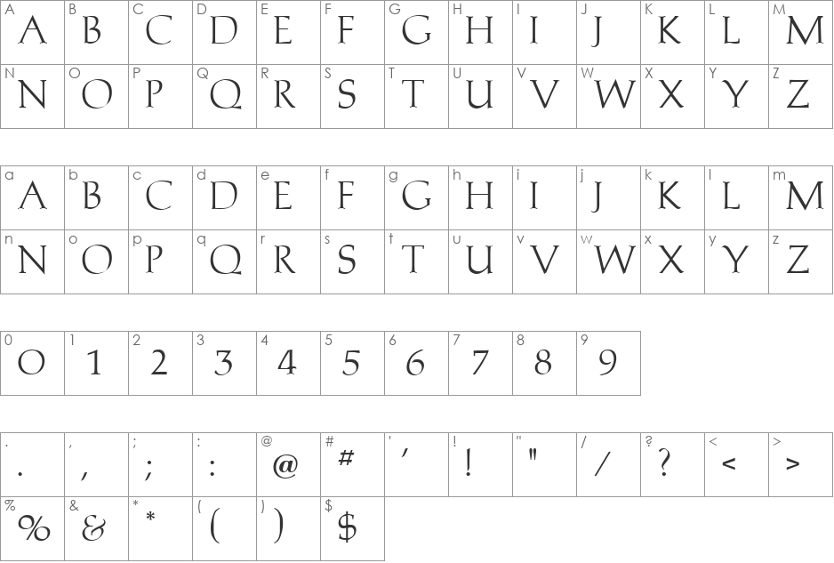 Monalisa font character map preview