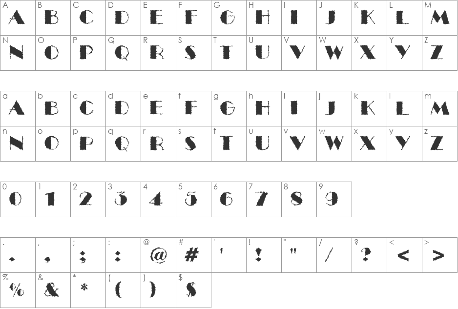 a_BentTitulBrk font character map preview