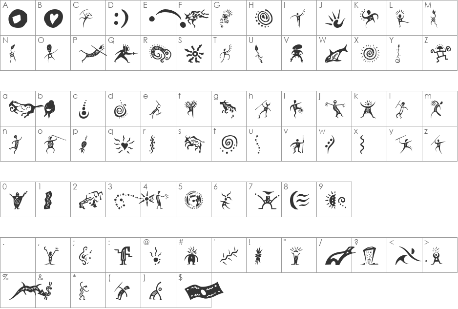 Mond font character map preview