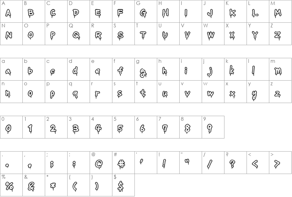 MondayMelt font character map preview