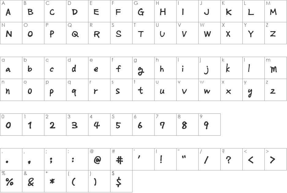 MondayNormal font character map preview