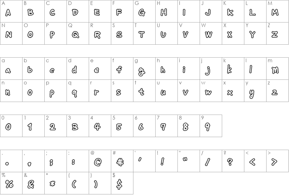 MondayOutline font character map preview