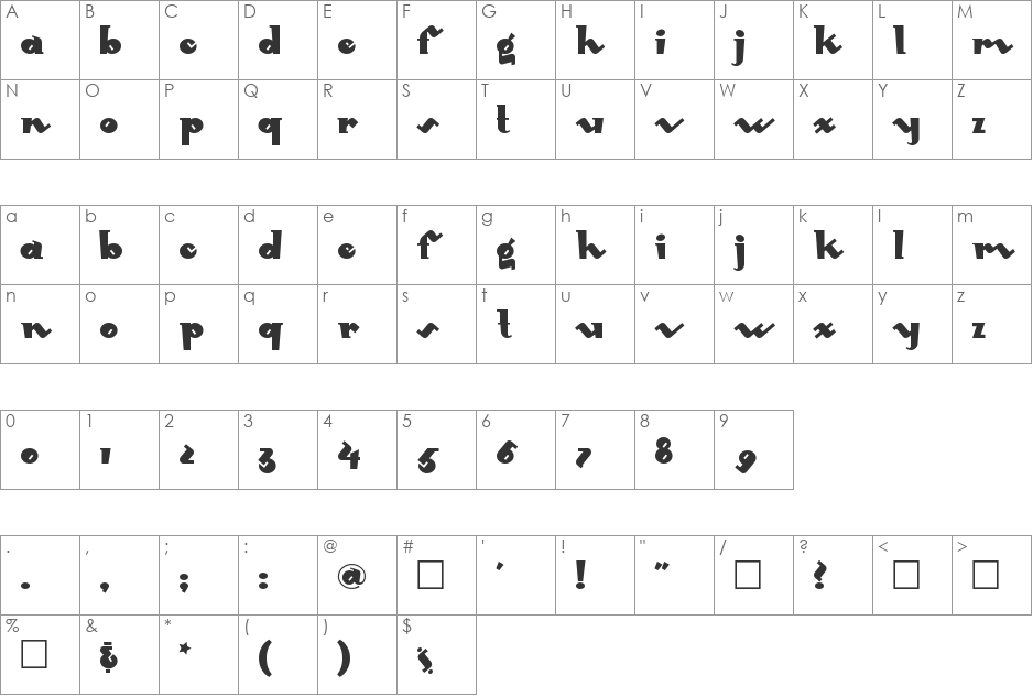 MondoRedondo font character map preview
