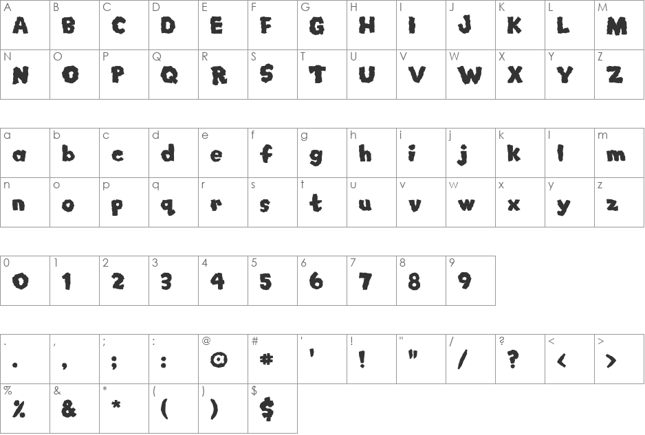 Mongo font character map preview