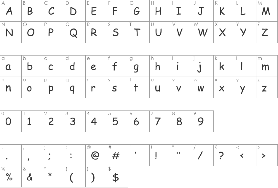 Mongolian Handwriting font character map preview