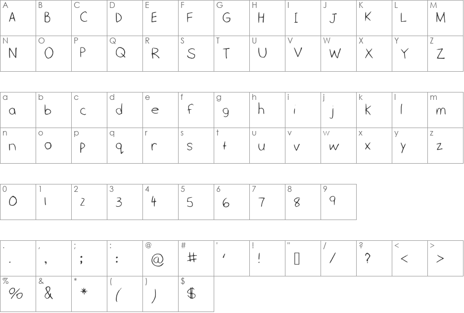 MonicaGalaxy font character map preview