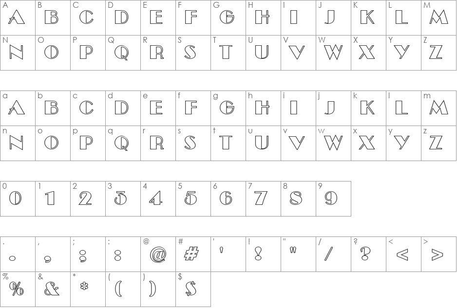 a_BentTitulOtl font character map preview