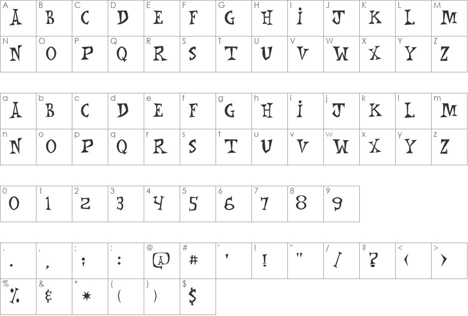 Monkey Chunks font character map preview