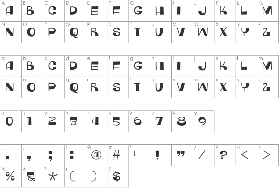Monkey Hat DEMO font character map preview