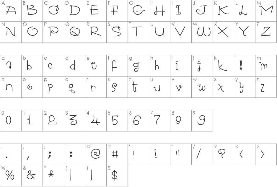 Monkey Pants font character map preview
