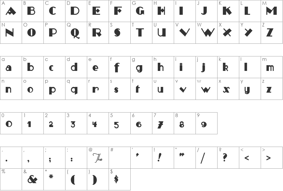 Monkey-Fingers font character map preview