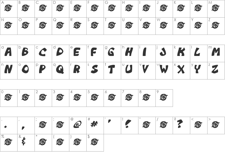 Monkeyboy font character map preview