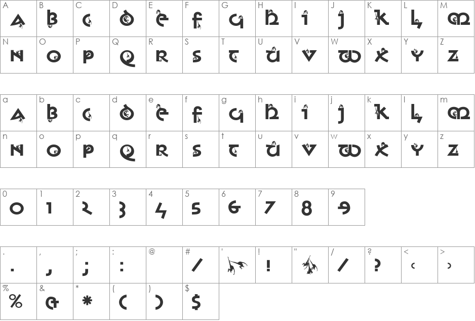 MonkeyUncialica font character map preview
