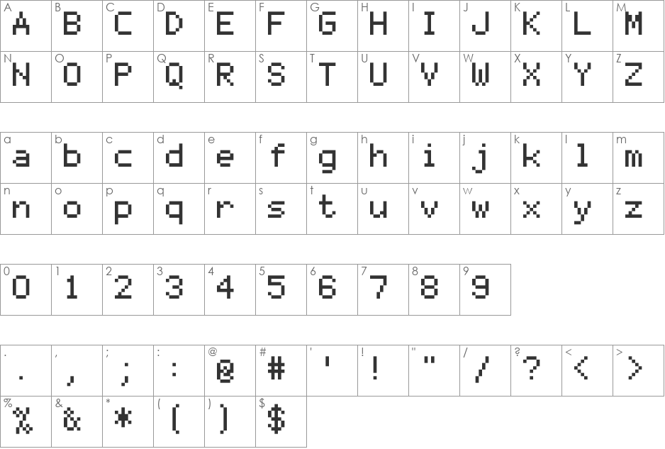 mono 07_55 font character map preview