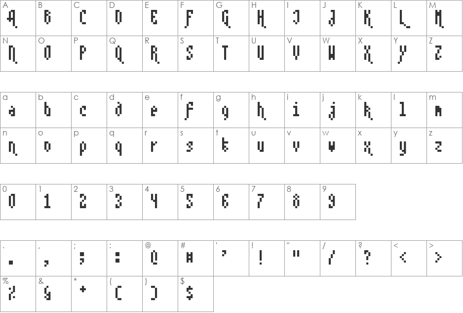 Mono a Mano font character map preview