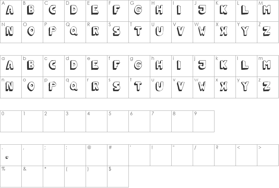 Mono2poser font character map preview