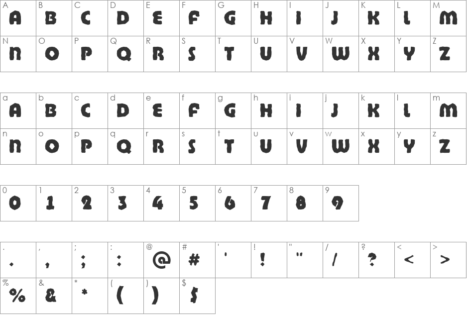 a_BighausTitulBrk font character map preview