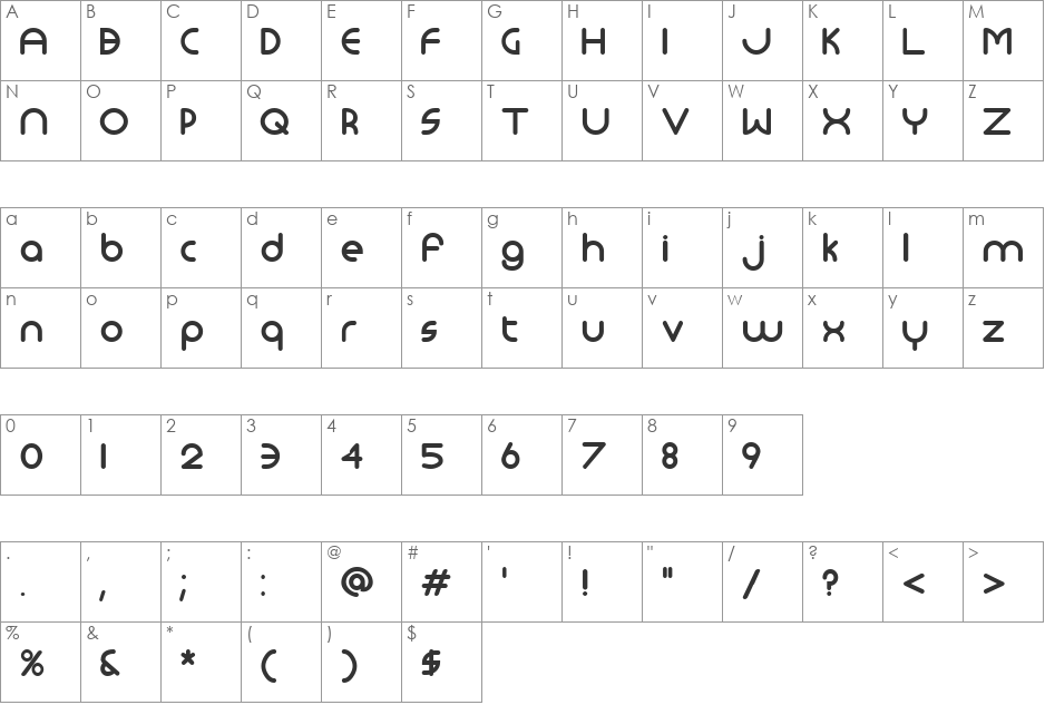 Monoglyceride font character map preview