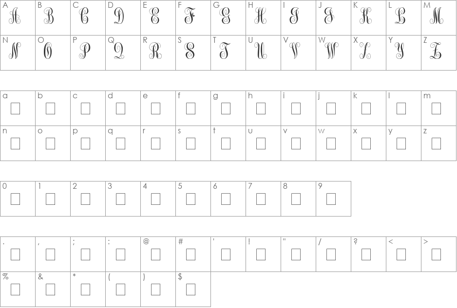 monogram kk font character map preview