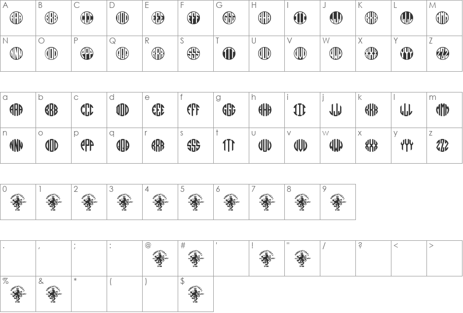 MONOGRAMOS font character map preview