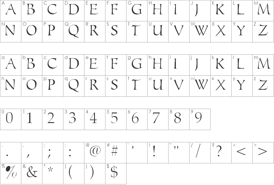 MonogramsToolbox font character map preview