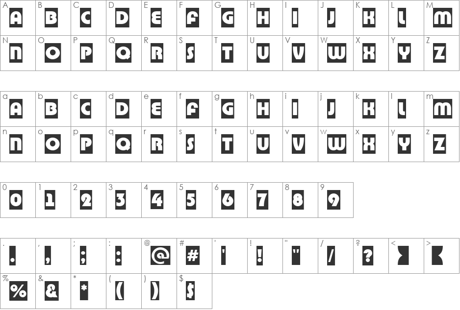 a_BighausTitulCm font character map preview