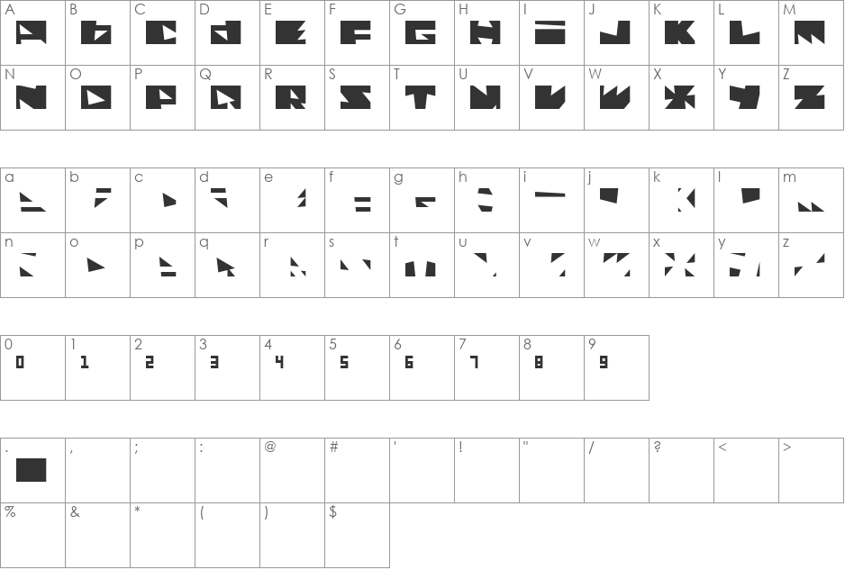 Monolithos font character map preview